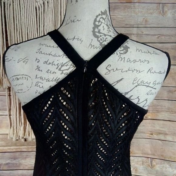 Revolve | Aijek ‘Dancing Leaves’ Black Leaf Eyelet Embroidery Halter Midi Dress - Picture 5 of 8